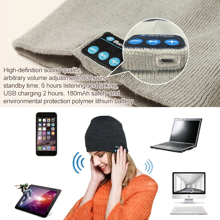Gorro Bluetooth Gris Claro ZE5664 Zell - Imagen 2